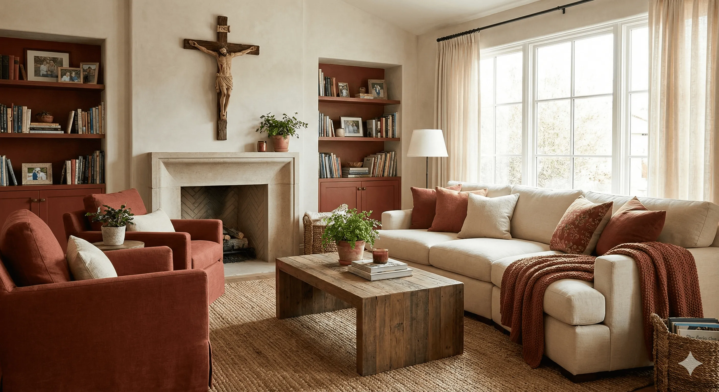 Warm Catholic home interior representing family healing